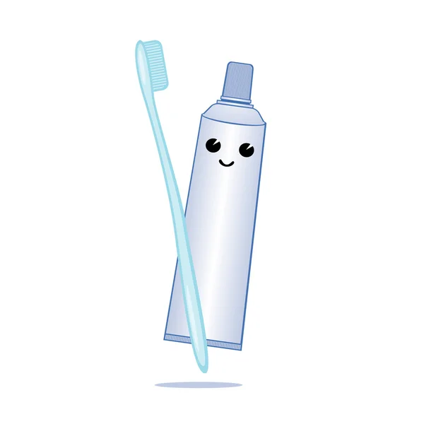 Zubní pasta a kartáček — Stockový vektor