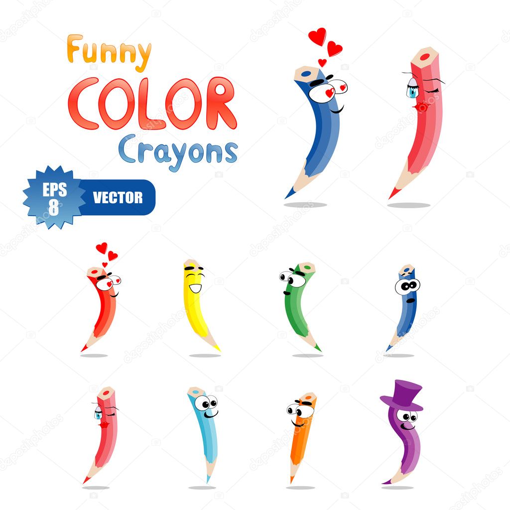 Funny color crayons
