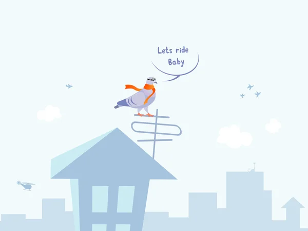 Vtipné cool holub pilot — Stockový vektor