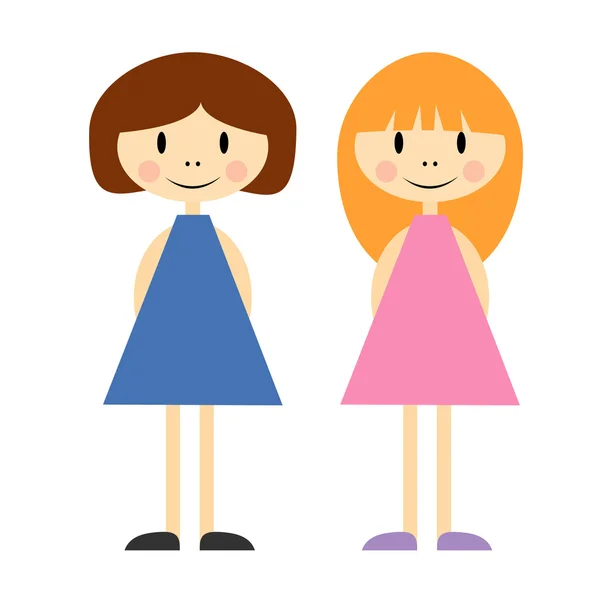 Deux petites filles — Image vectorielle