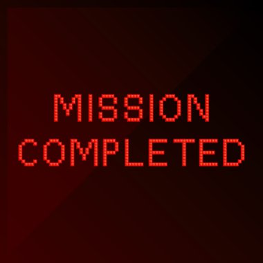 Mission completed in pixel art style clipart