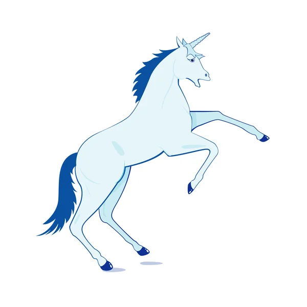 Vector illustration of blue cartoon unicorn — Stock Vector