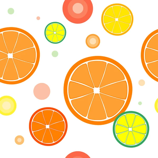 Vector seamless with color oranges slices — Stock Vector