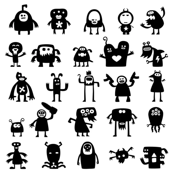 Monsters silhouettes on white — Stock Photo, Image