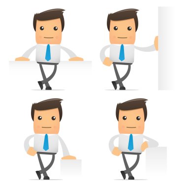 Set of funny cartoon office worker in various poses for use in presentations, etc. clipart