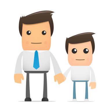 Illustration of cartoon office worker and his son clipart