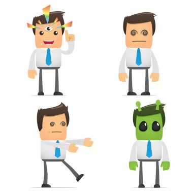 Set of funny cartoon office worker in various poses for use in presentations, etc. clipart