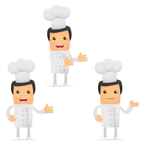 Set of funny cartoon chef — Stock Vector