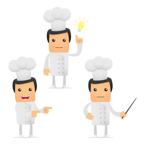 Set Funny Cartoon Chef Various Poses Use Presentations Etc — Stock Vector