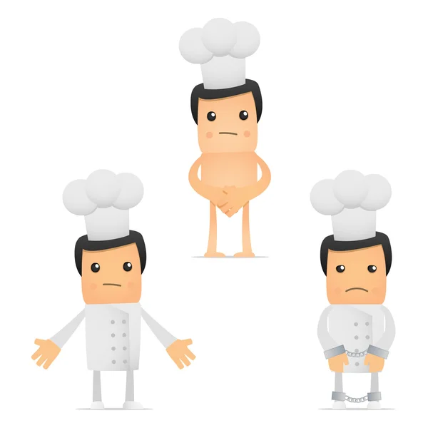 Set Von Lustigen Cartoon Koch Verschiedenen Posen Für Den Einsatz — Stockvektor