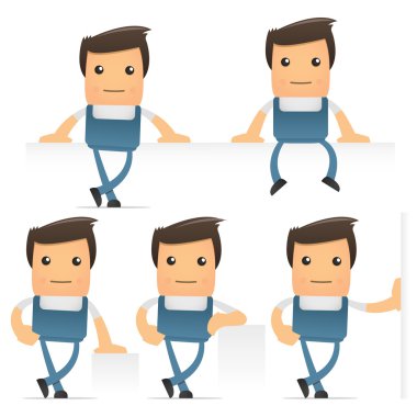 Set of funny cartoon office worker in various poses for use in presentations, etc. clipart