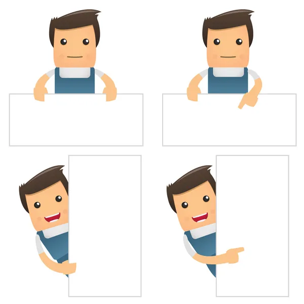 Set Funny Cartoon Office Worker Various Poses Use Presentations Etc — Stock Vector
