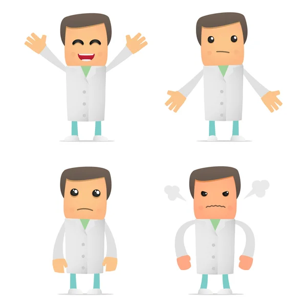 Набір Смішних Мультиплікаційних Лікарів Різних Позах Використання Презентаціях — стоковий вектор
