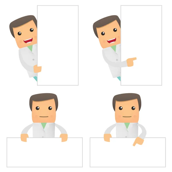Набір Смішних Мультиплікаційних Лікарів Різних Позах Використання Презентаціях — стоковий вектор