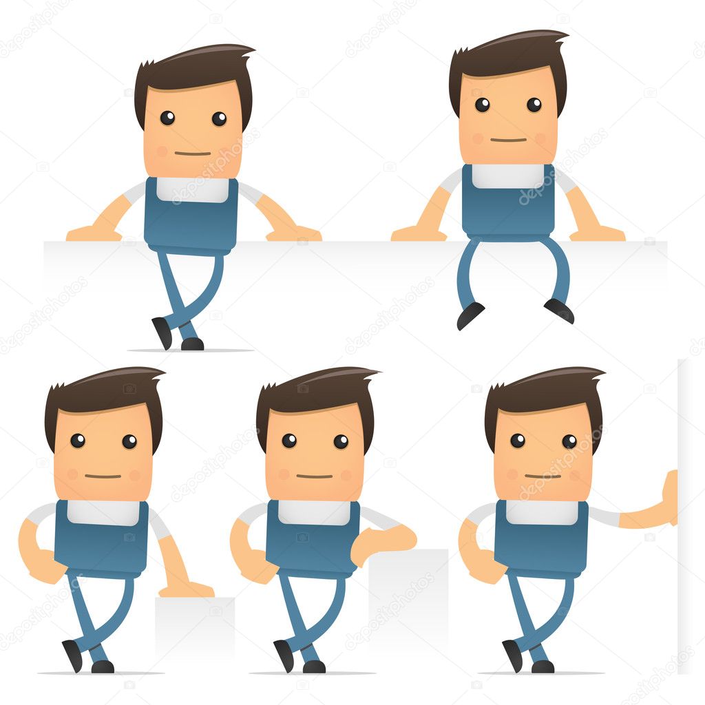 Set of funny cartoon office worker in various poses for use in presentations, etc.