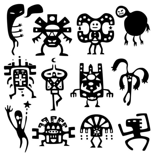 stock vector Funny shamans and spirits