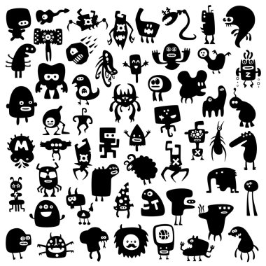 Funny monsters clipart