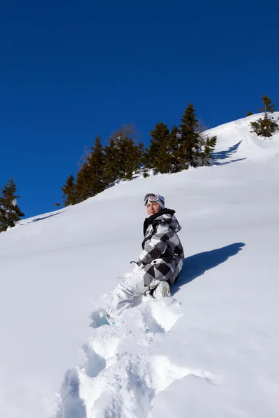 Female Snowboarder in Dolomites — Stock Photo, Image