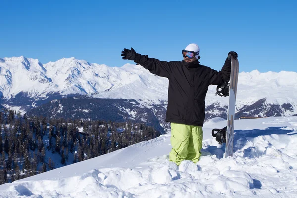 Snowboarder in Dolomites Stock Photo
