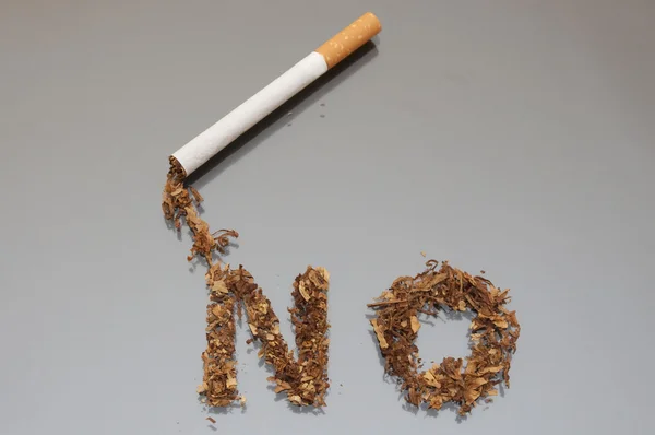 stock image Word No from tobacco and a cigarette