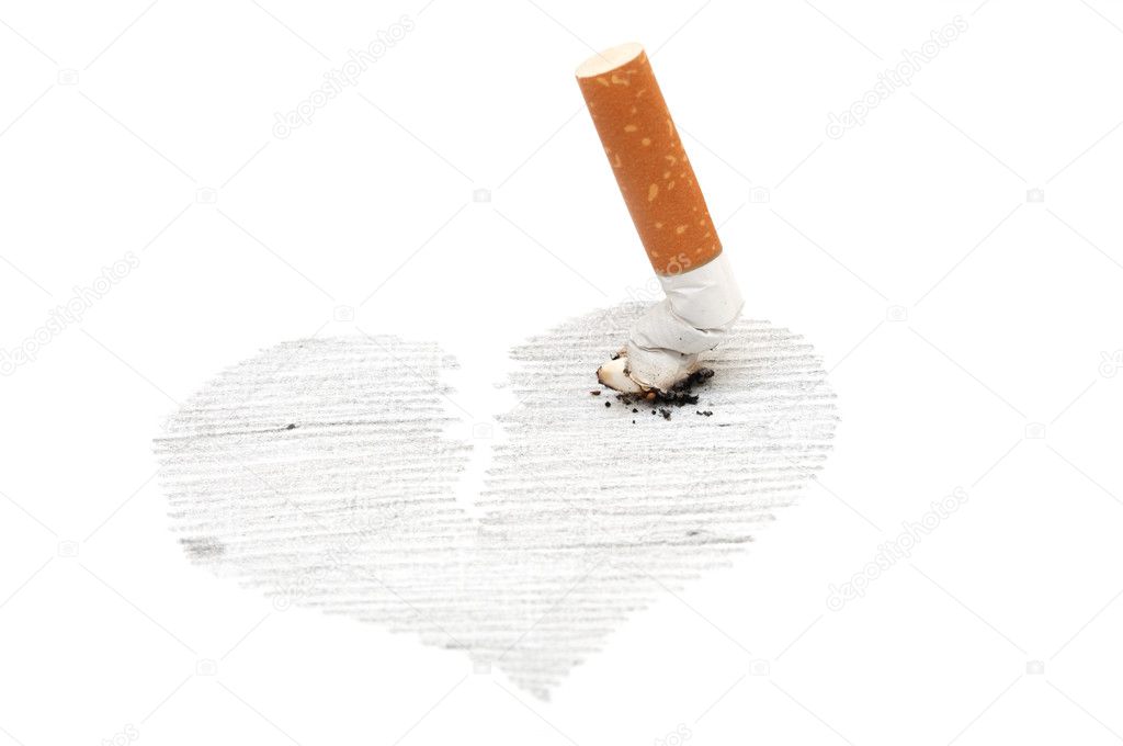 Cigarette thrust in heart drawing