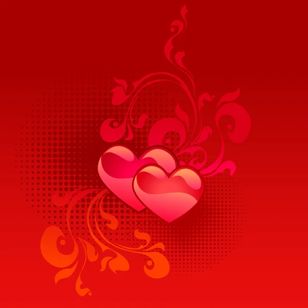 Rode Valentijnsdag kaart — Stockvector