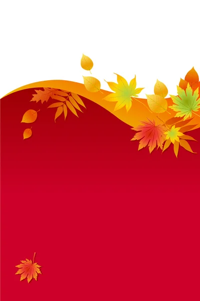 stock vector Autumnal leaves on red background