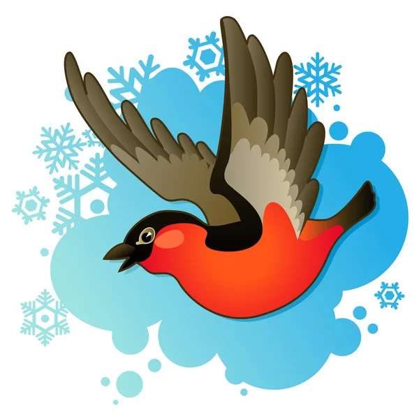 stock vector Red bullfinch on winter background