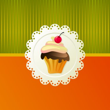 Chocolate cupcake with cherry clipart