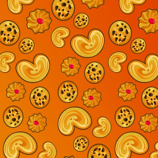 Kekse Muster Auf Orangefarbenem Hintergrund — Stockvektor