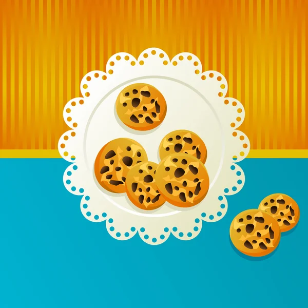 Cookies på en vit servett. — Stock vektor