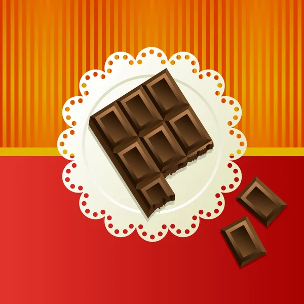 Pieces Dark Chocolate White Napkin — Stock Vector