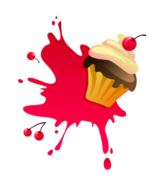 вишневый торт на белом фоне