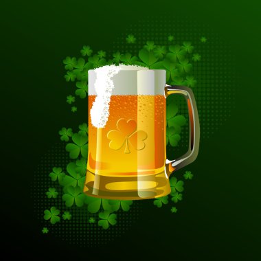 Frosty glass of light beer for St Patrick's Day clipart