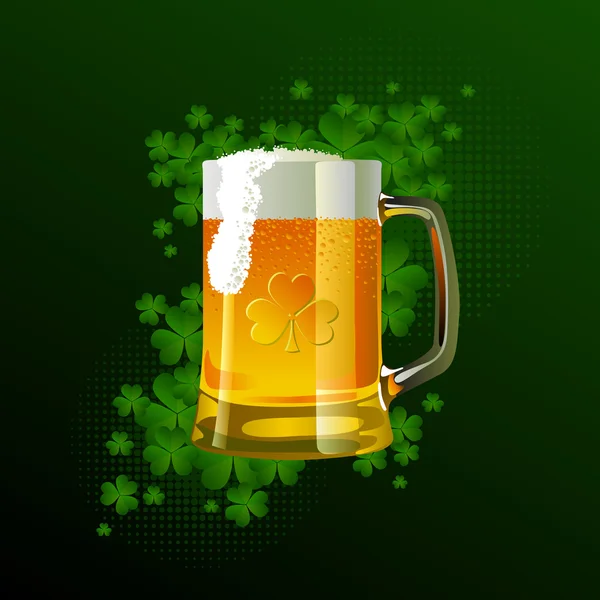 Frostiges Glas leichtes Bier zum Patrick 's Day — Stockvektor