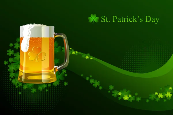 Verre glacé de bière légère pour la Saint-Patrick — Image vectorielle
