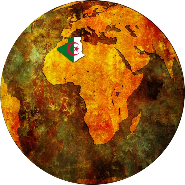 Wilayah Aljazair Dengan Bendera Peta Dunia — Stok Foto