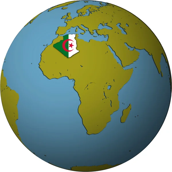 Algeriet Territorium Med Flagga Karta Över Världen — Stockfoto