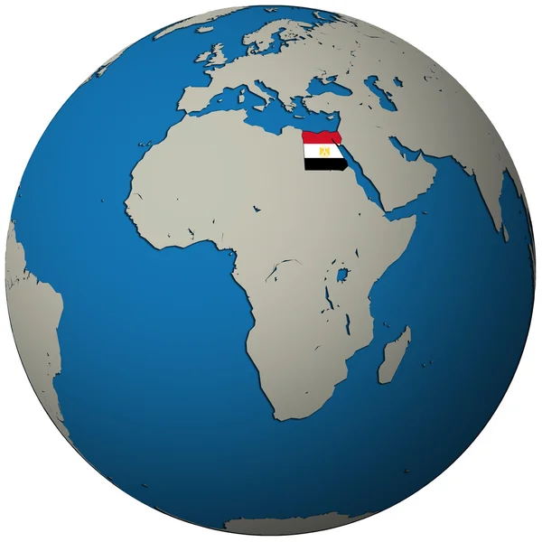 Egypte vlag op globe kaart — Stockfoto