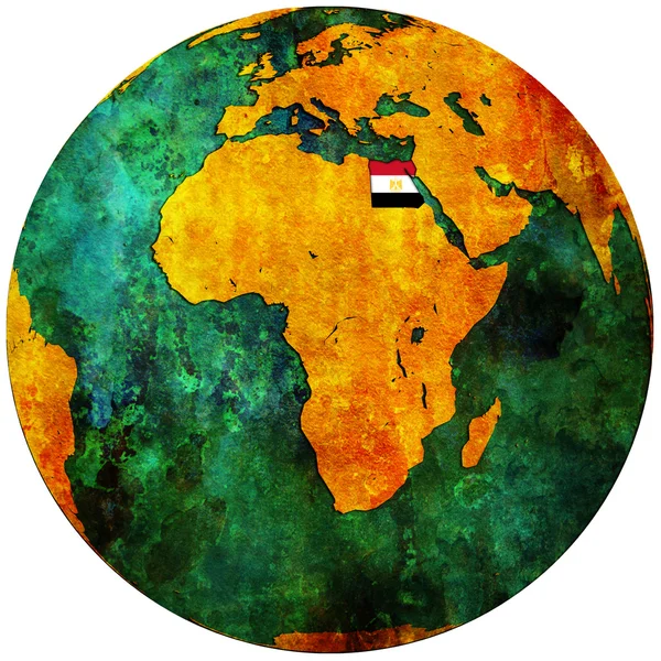 世界中の地図上のフラグとエジプト領土 — ストック写真