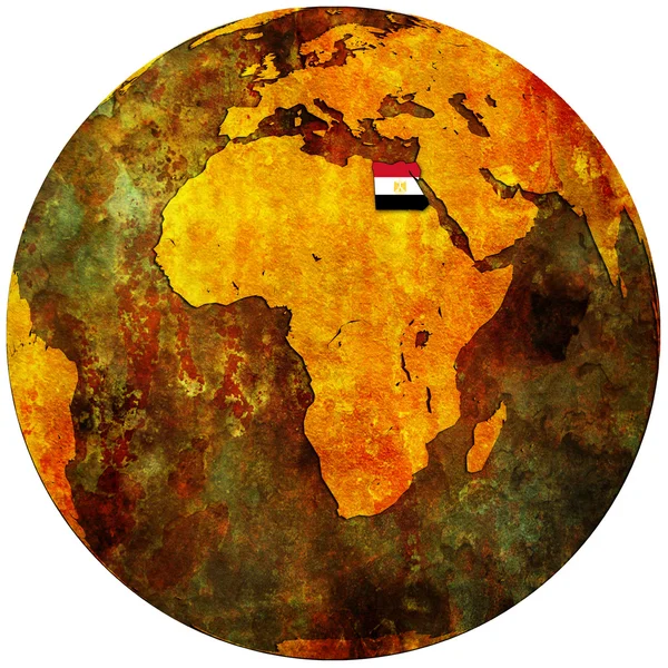 Ägyptische Flagge auf Weltkarte — Stockfoto