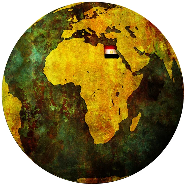 Egypte vlag op globe kaart — Stockfoto
