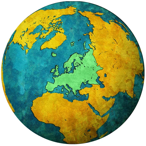 Europa Grondgebied Kaart Van Globe Orthografische Projectie — Stockfoto