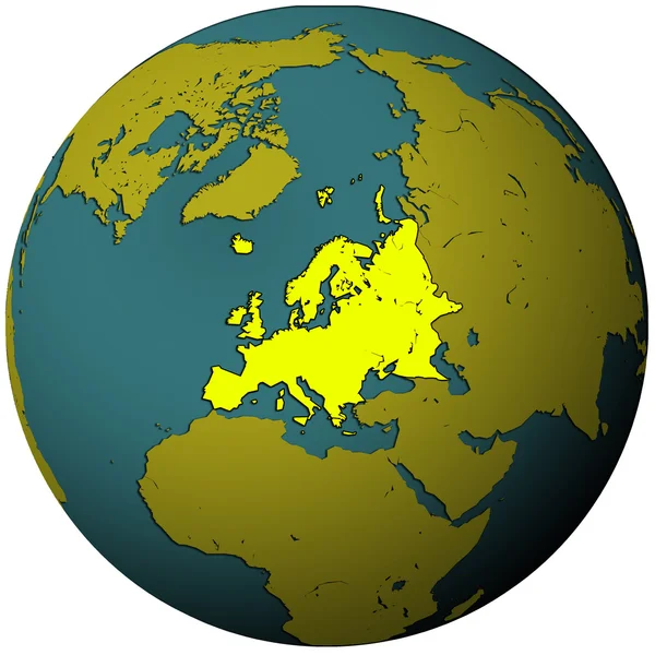 Le territoire européen sur la carte du globe — Photo
