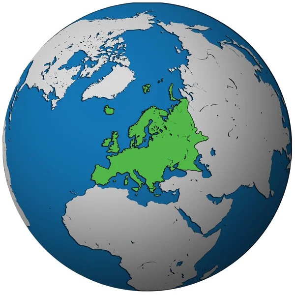 Territoire Européen Sur Carte Projection Orthographique Globe — Photo