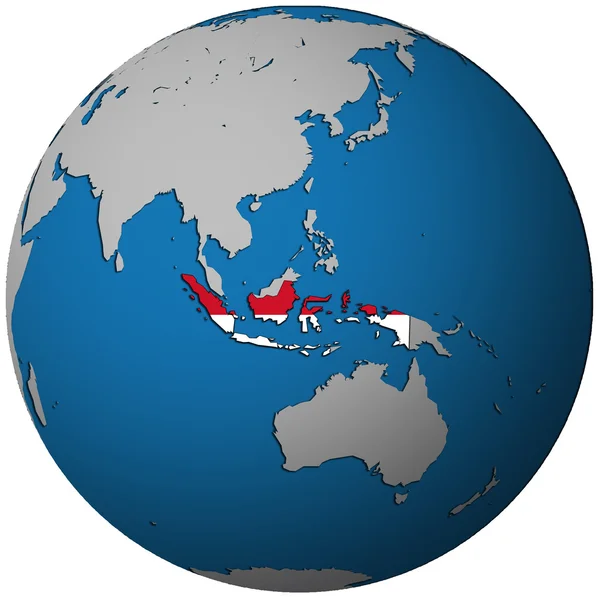 Indonézia Területén Zászló Térképen Világ — Stock Fotó
