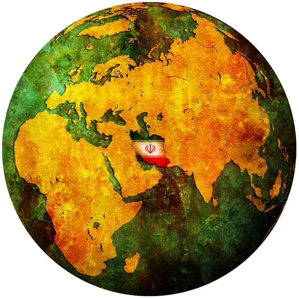 Territorio Iran Con Bandera Mapa Del Globo —  Fotos de Stock