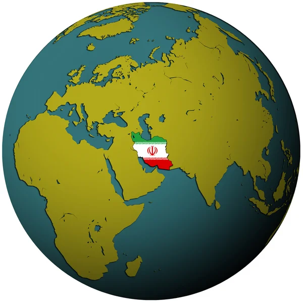 Iran Territorium Med Flagga Karta Över Världen — Stockfoto