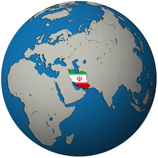 Iran Território Com Bandeira Mapa Globo — Fotografia de Stock