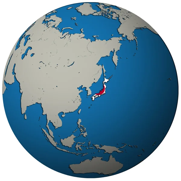 Bandera de Japón en el mapa globo — Foto de Stock